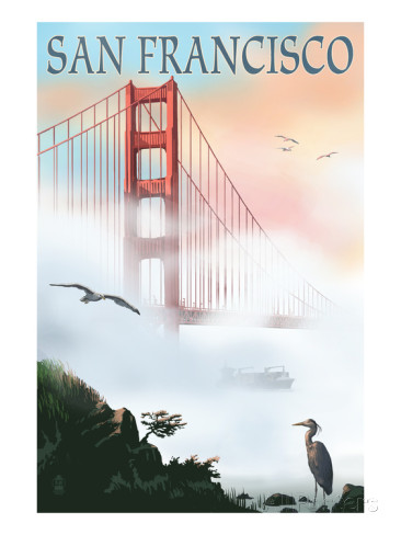 Le Golden Gate dans la brume - San Francisco (Lantern Press)