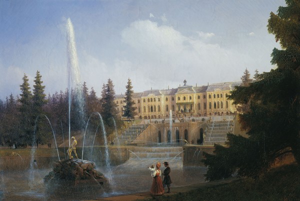 Vue du palais de Peterhof (Saint-Pétersbourg) - toile dIvan Aizavovsky